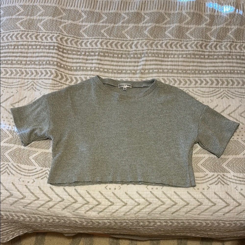 Gray Cropped Knit Top